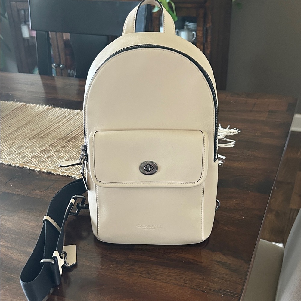 Coach Ivory Backpack with Black Trim